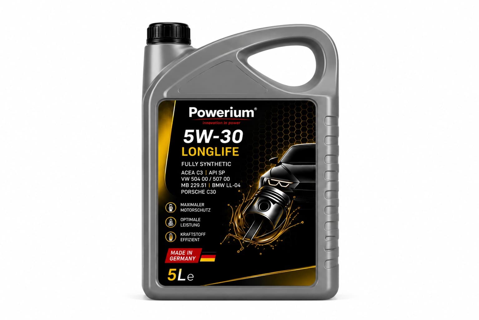 Powerium 5W-30 LongLife Premium Motoröl – Vollsynthetisch, ACEA C3