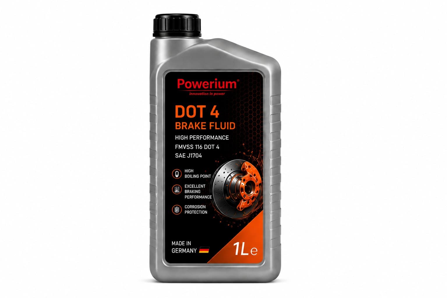 Powerium 1L DOT 4 Brake Fluid – Premium Bremsflüssigkeit, FMVSS 116