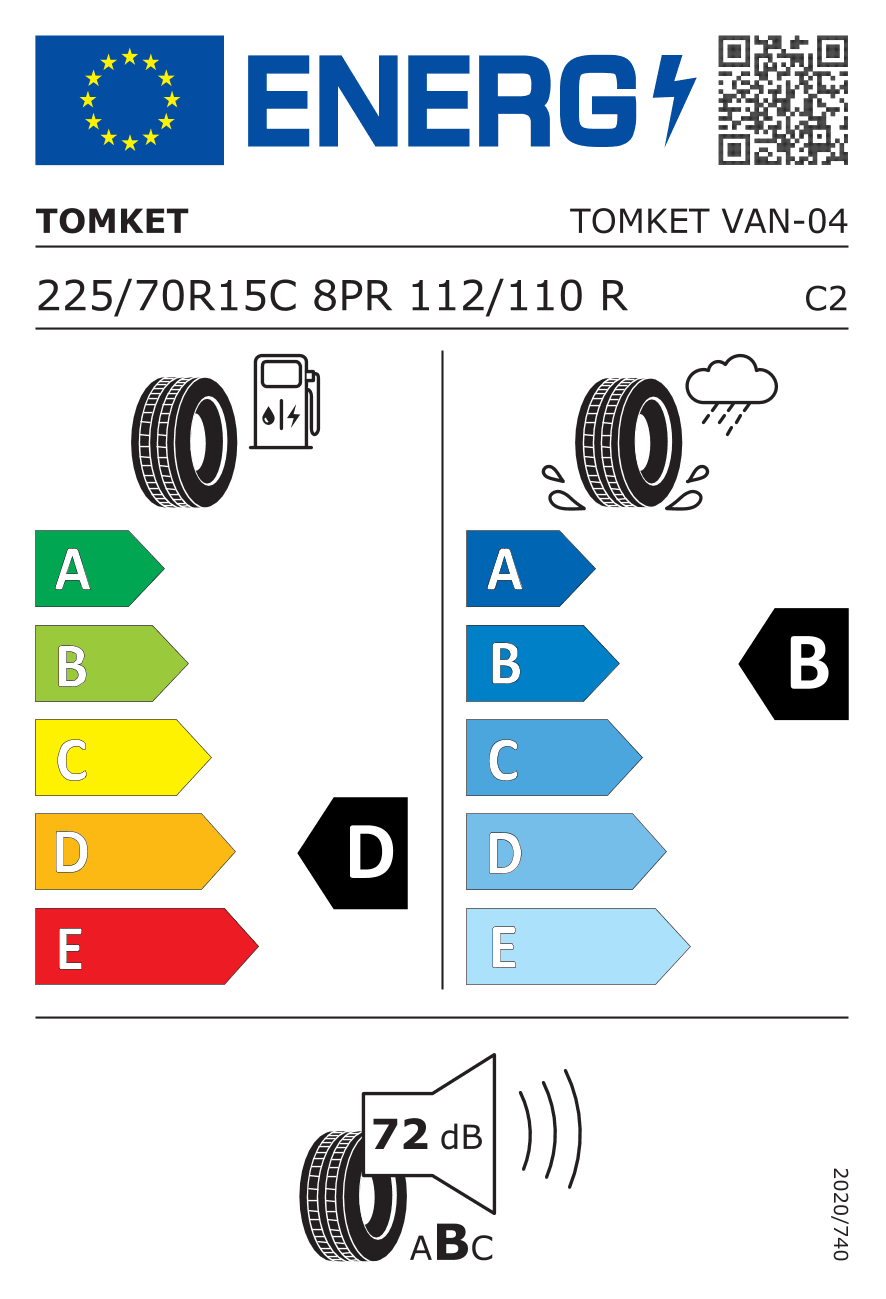 EU-Reifenlabel für 225/70R15 112 R Tomket VAN