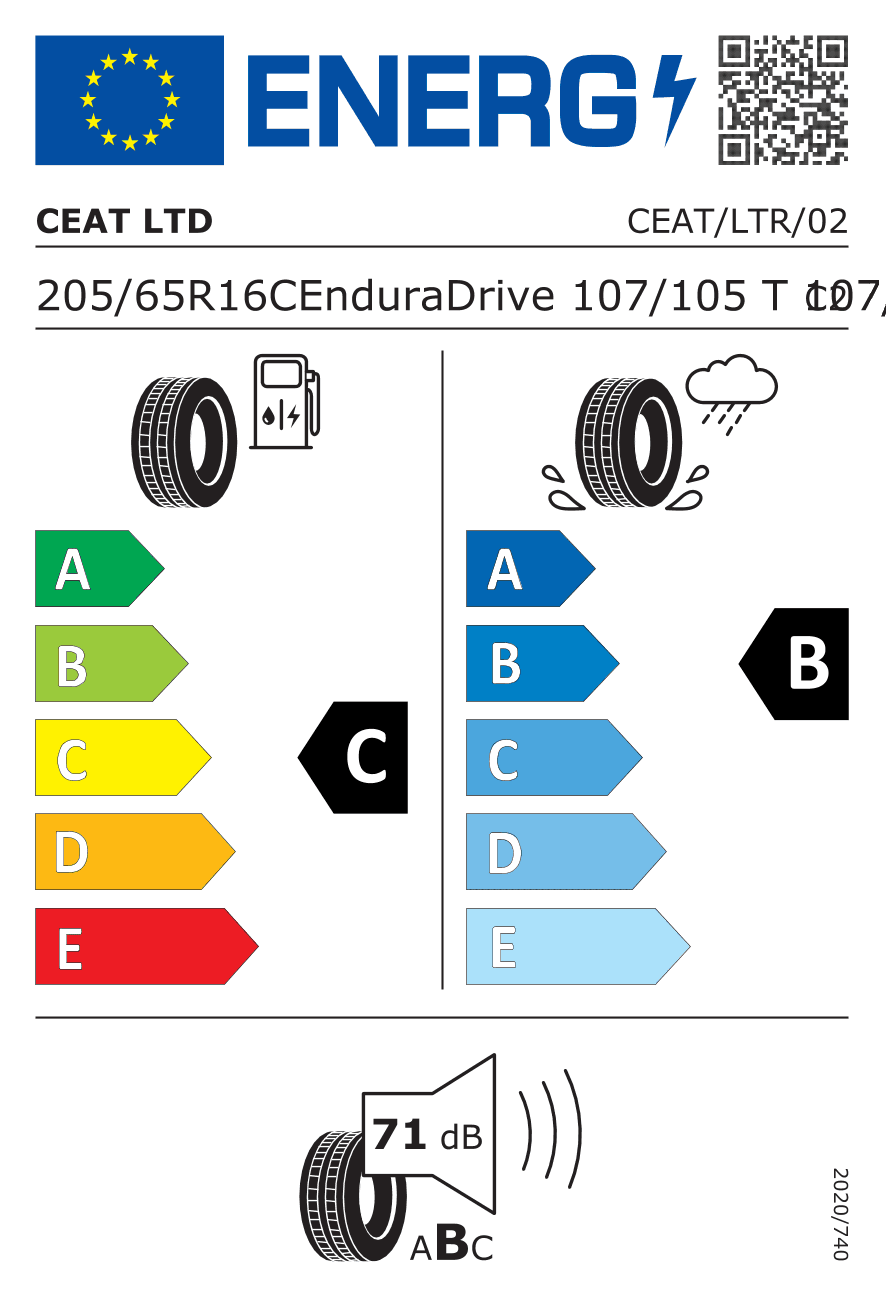 EU-Reifenlabel für 205/65R16 103 T Ceat EnduraDrive