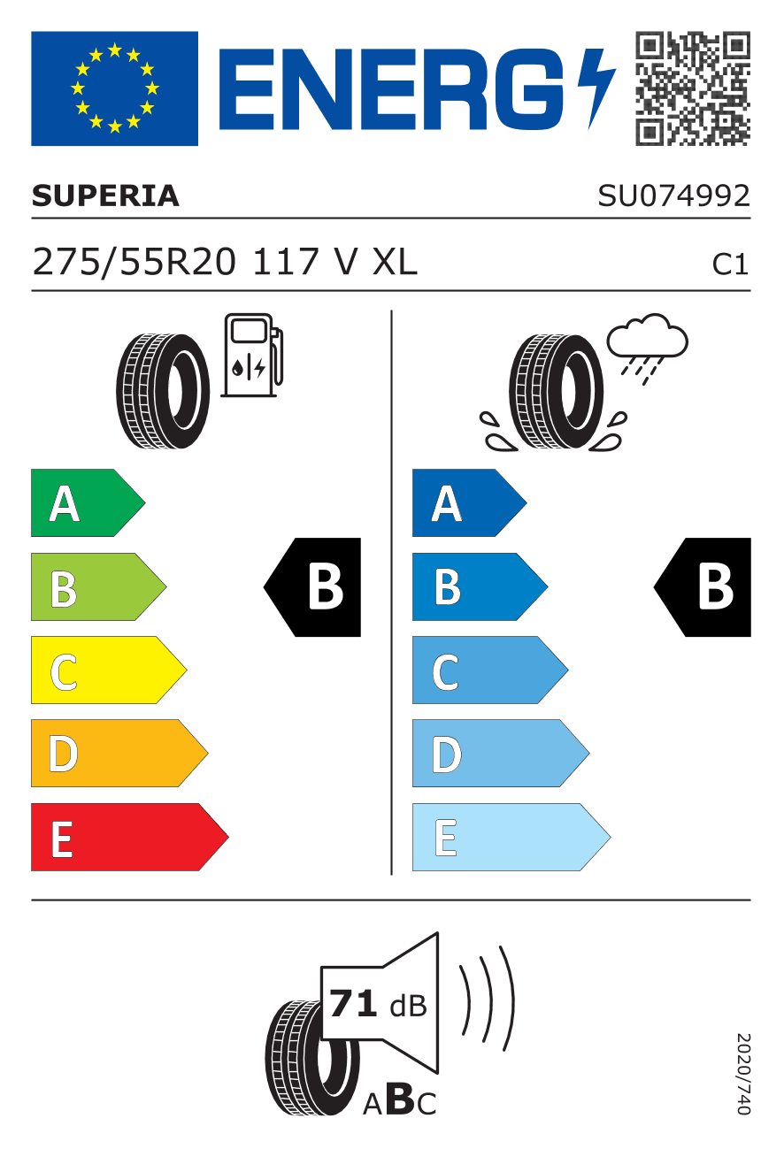 EU-Reifenlabel für 275/55R20 117 V Superia Ecoblue SUV XL