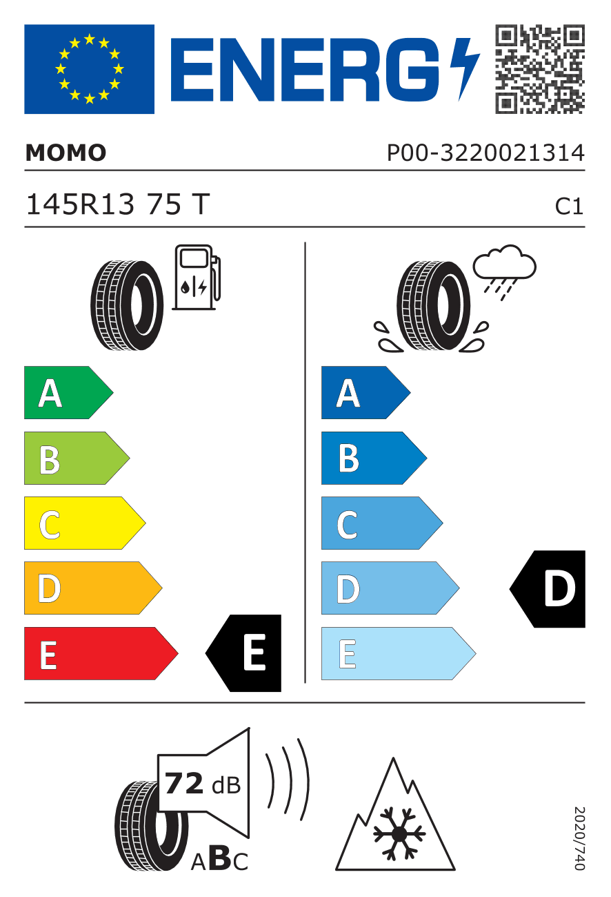 EU-Reifenlabel für 145/80R13 75 T Momo M-8 AT Pro M-Trail 3PMSF 4X4