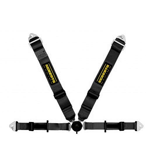 Schroth PROFI II asm schwarz mit schwarz/gelbem SCHROTH RACING Logo links