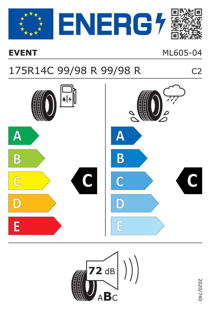 EU-Reifenlabel für 175R14 99/98 R Event ML 605