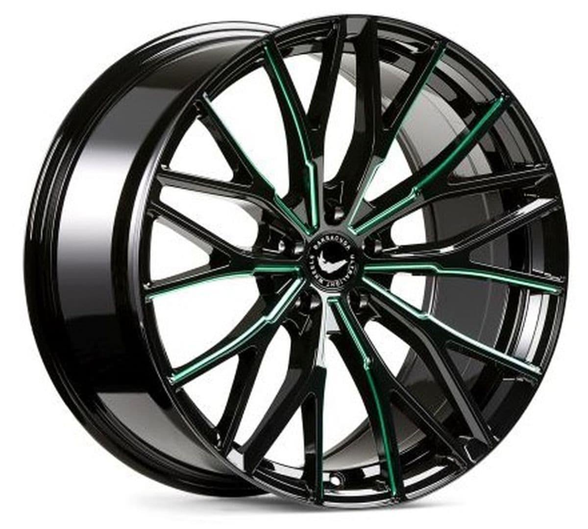 Barracuda Project 3.0 black gloss flashgreen 10x20 ET18 - LK5/112 ML73.1