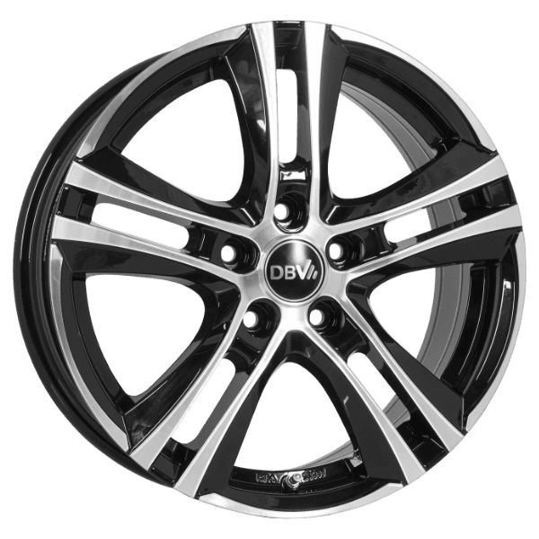 DBV Andorra II schwarz glänzend front poliert 6.5x16 ET40 - LK5/100 ML60.1