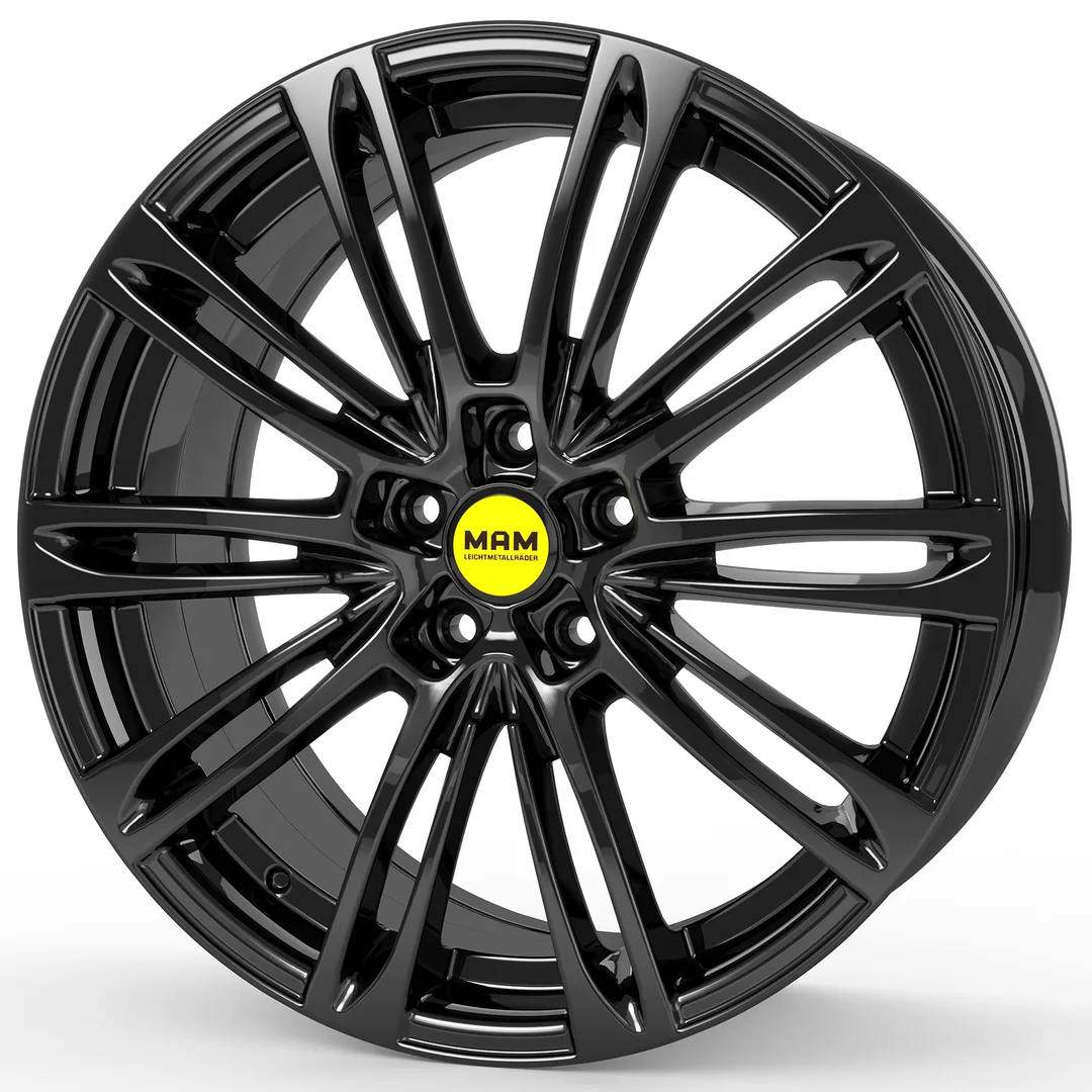 MAM A4 black painted 7x16 ET38 - LK5/100 ML63.4