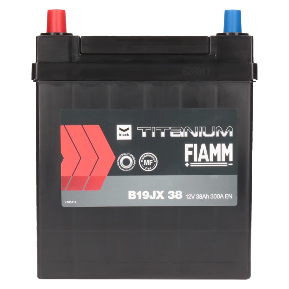 Fiamm Black 12V 38Ah 300 A [B19JX 38] Dünnpol +Links Autobatterie