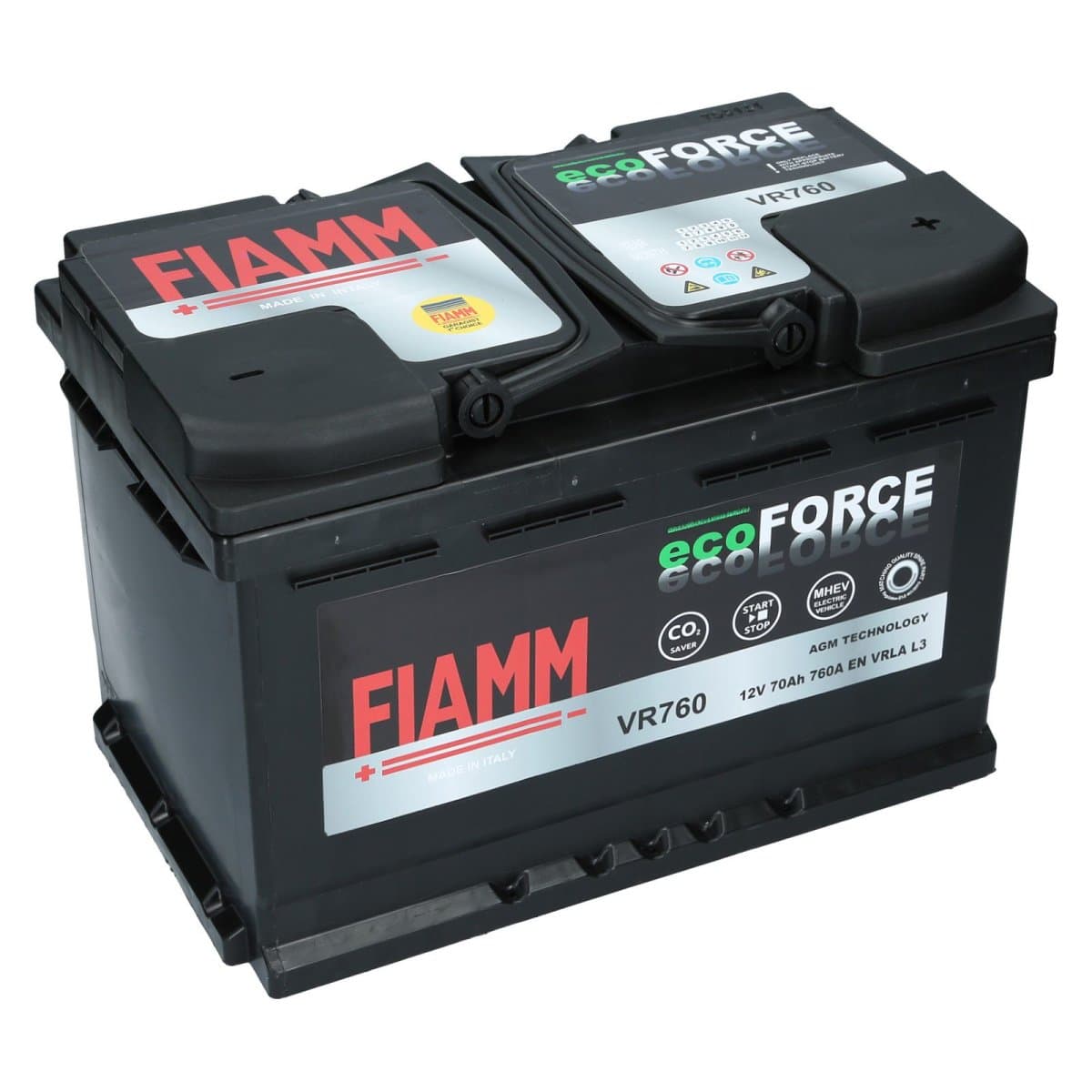 Fiamm EcoForce AGM 12V 70Ah 760 A VR760 Autobatterie