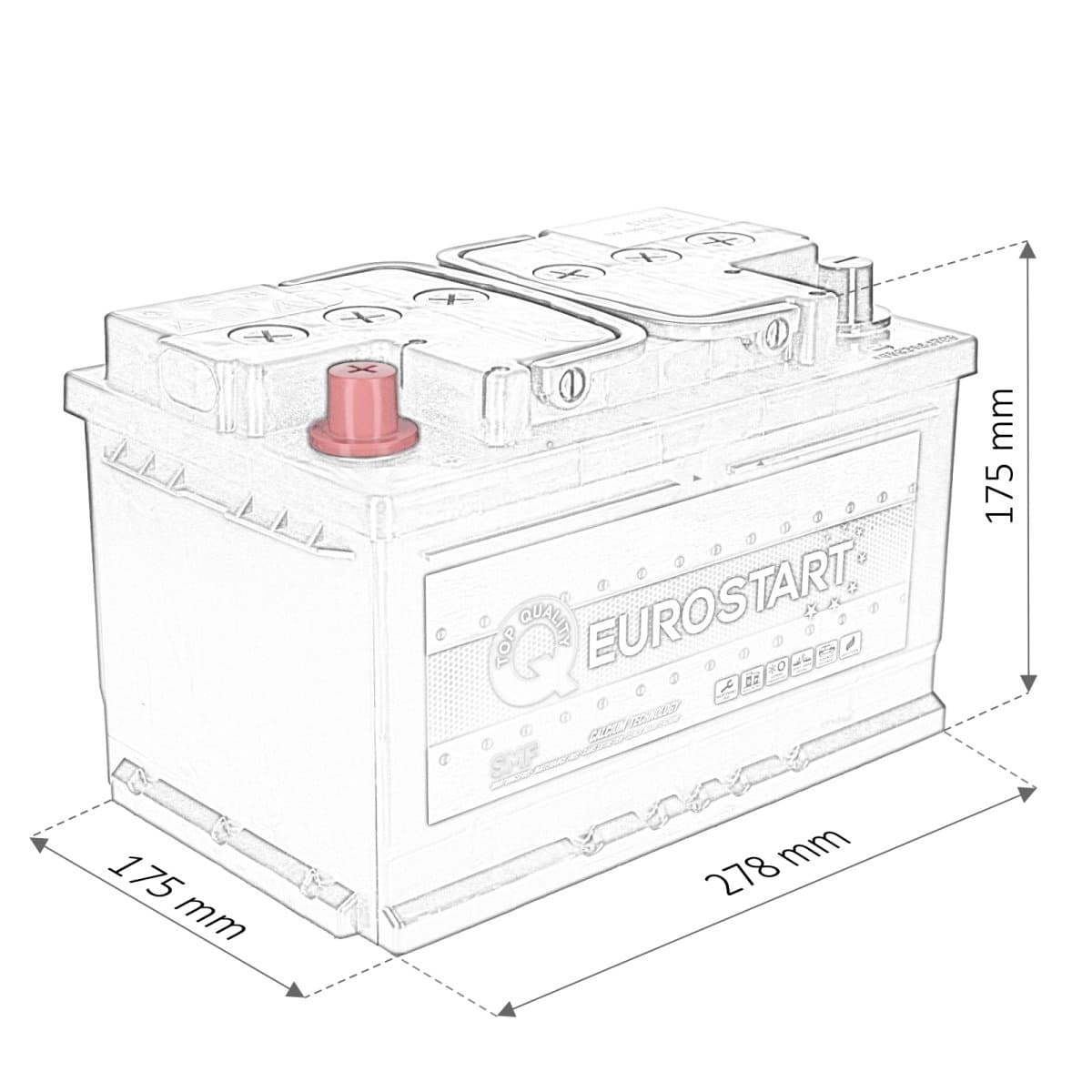 Eurostart SMF 12V 74Ah 680 A +Links Autobatterie