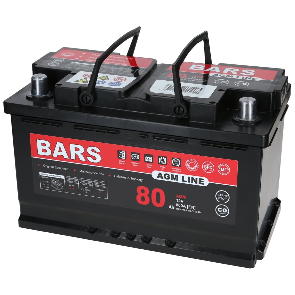 Bars AGM 12V 80Ah 800 A Autobatterie
