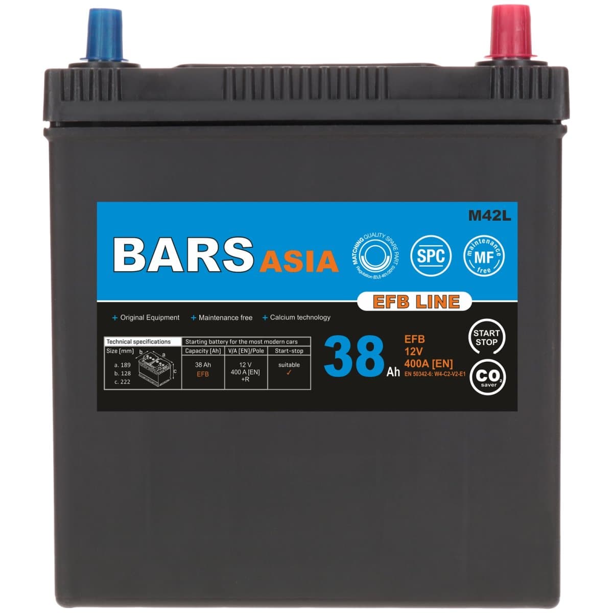 Bars EFB 12V 38Ah 400 A Dünnpol Autobatterie