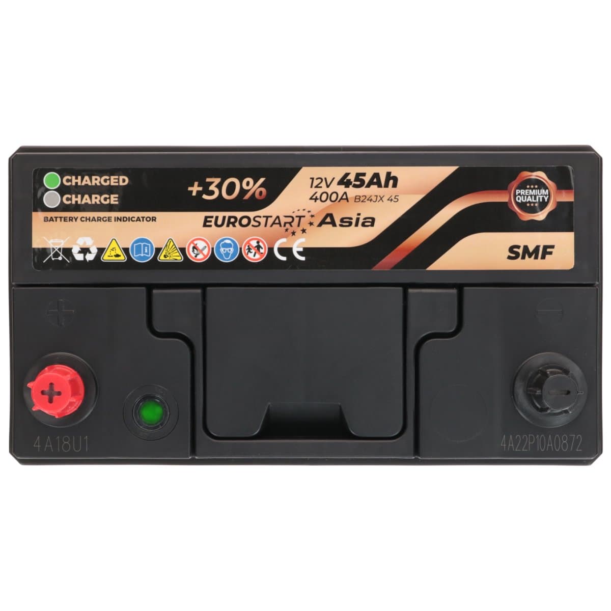 Eurostart Asia 12V 45Ah 400 A Dünnpol +Links Autobatterie