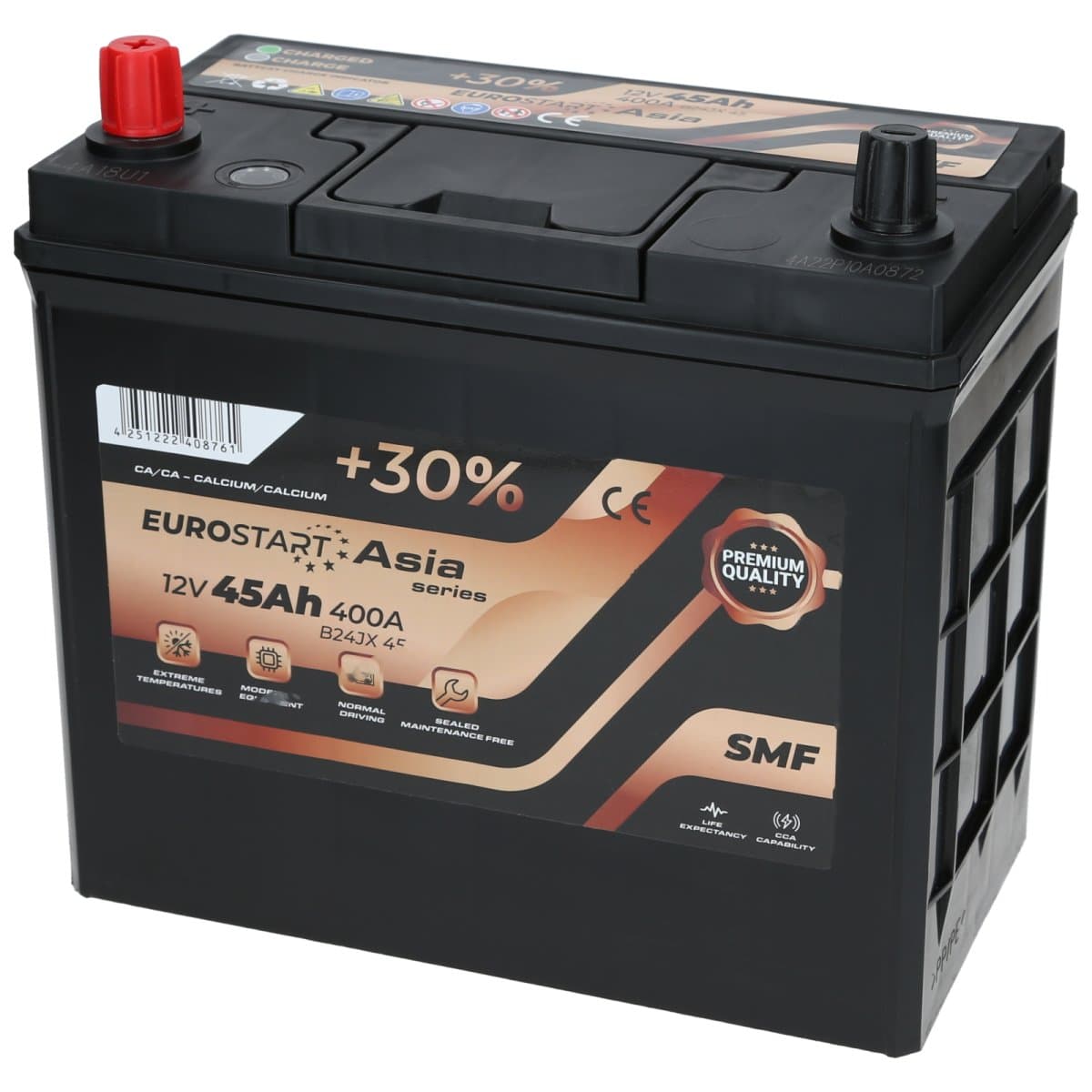Eurostart Asia 12V 45Ah 400 A Dünnpol +Links Autobatterie