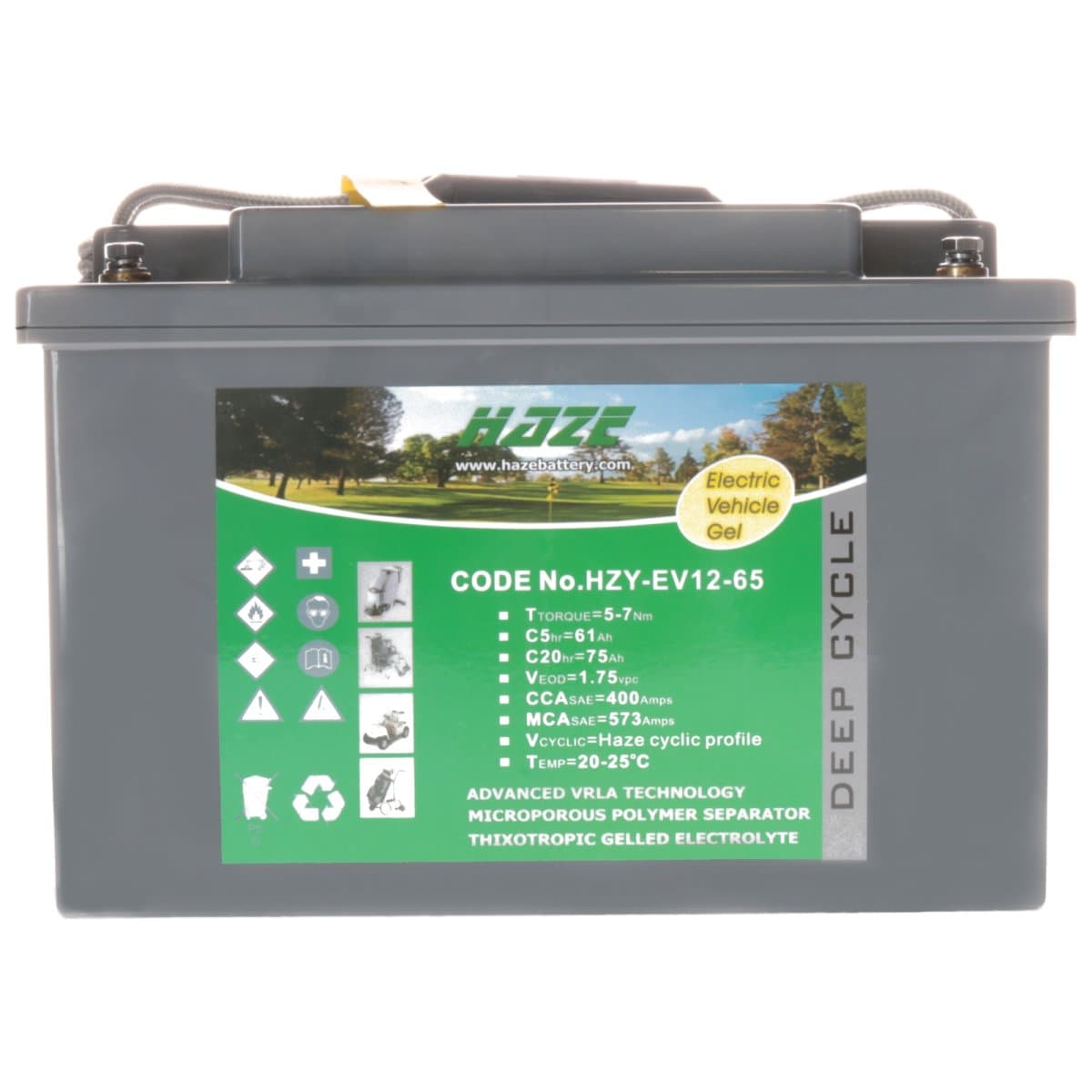 Haze 12V 75Ah GEL Bleiakku HZY-EV12-65 Industriebatterie