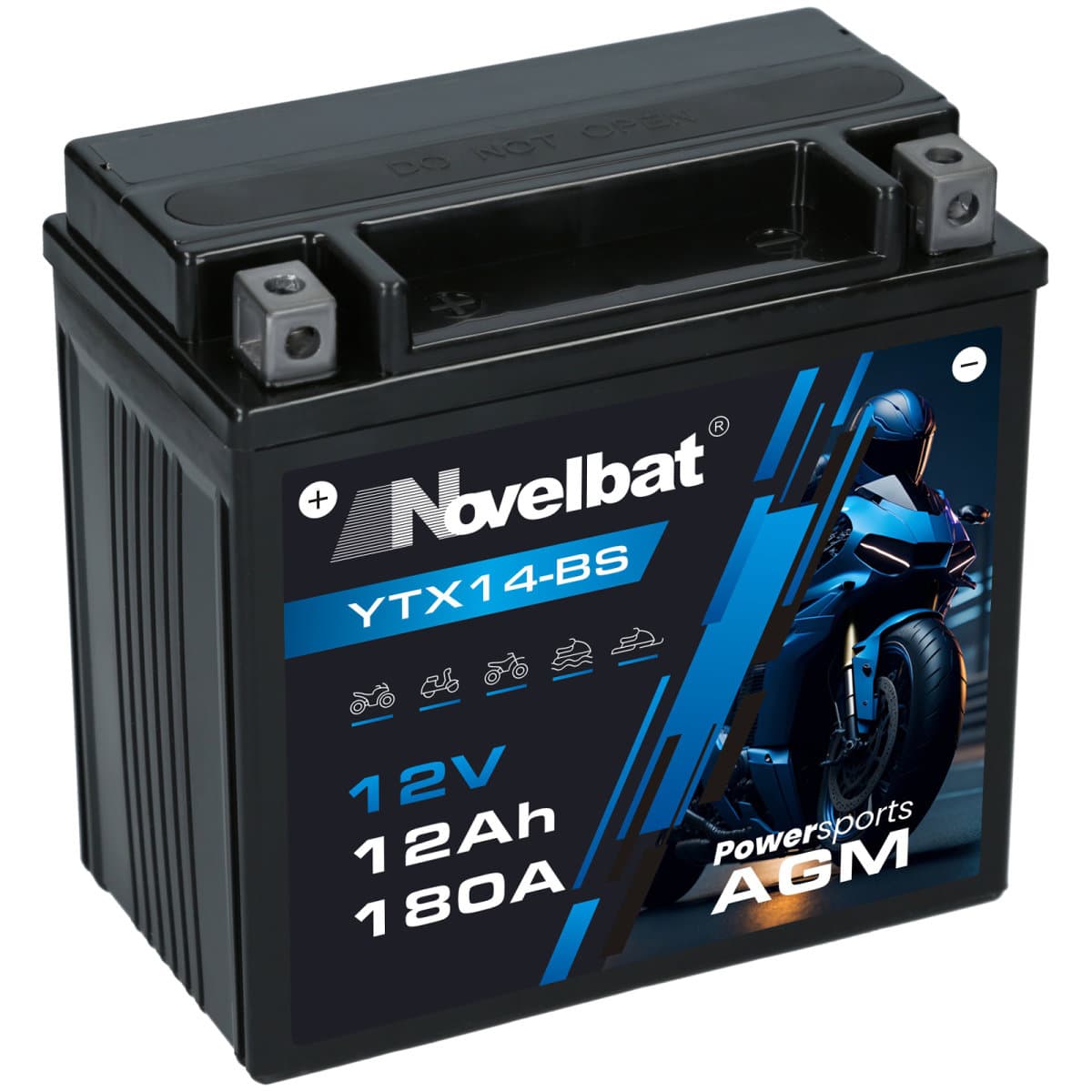 Novelbat AGM YTX14-BS Motorradbatterie 12V 12Ah