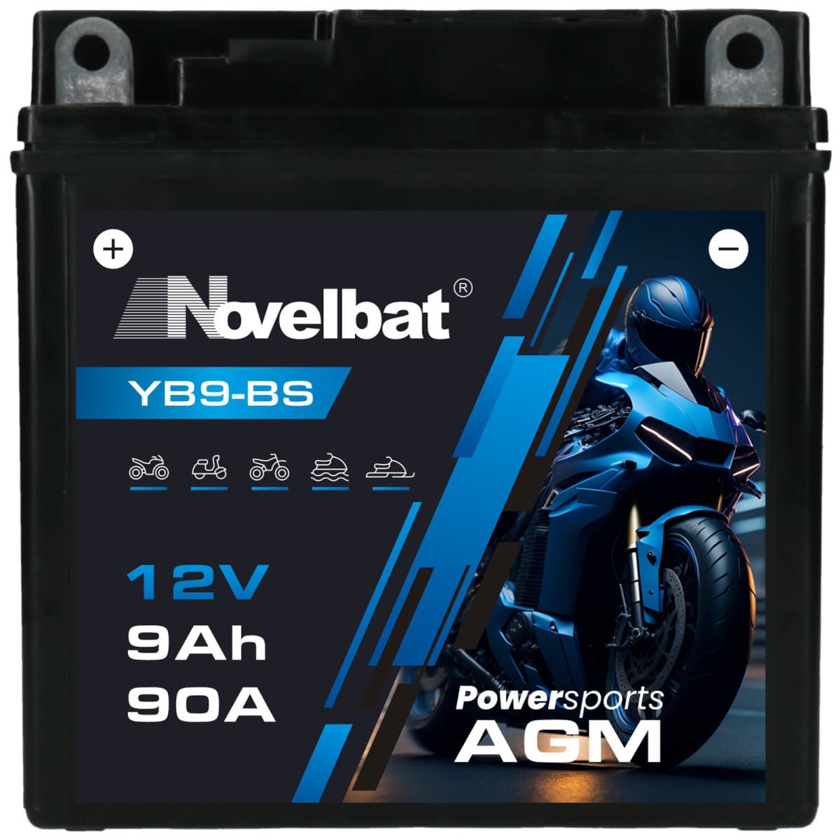 Novelbat AGM YB9-BS Motorradbatterie 12V 9Ah
