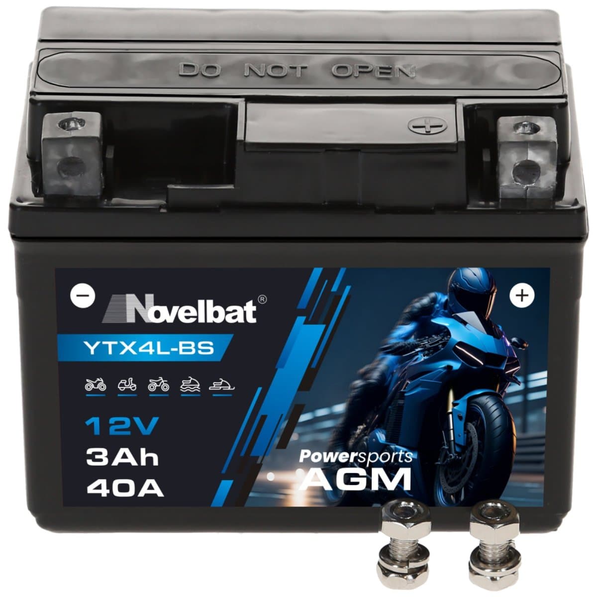 Novelbat AGM YTX4L-BS Motorradbatterie 12V 3Ah