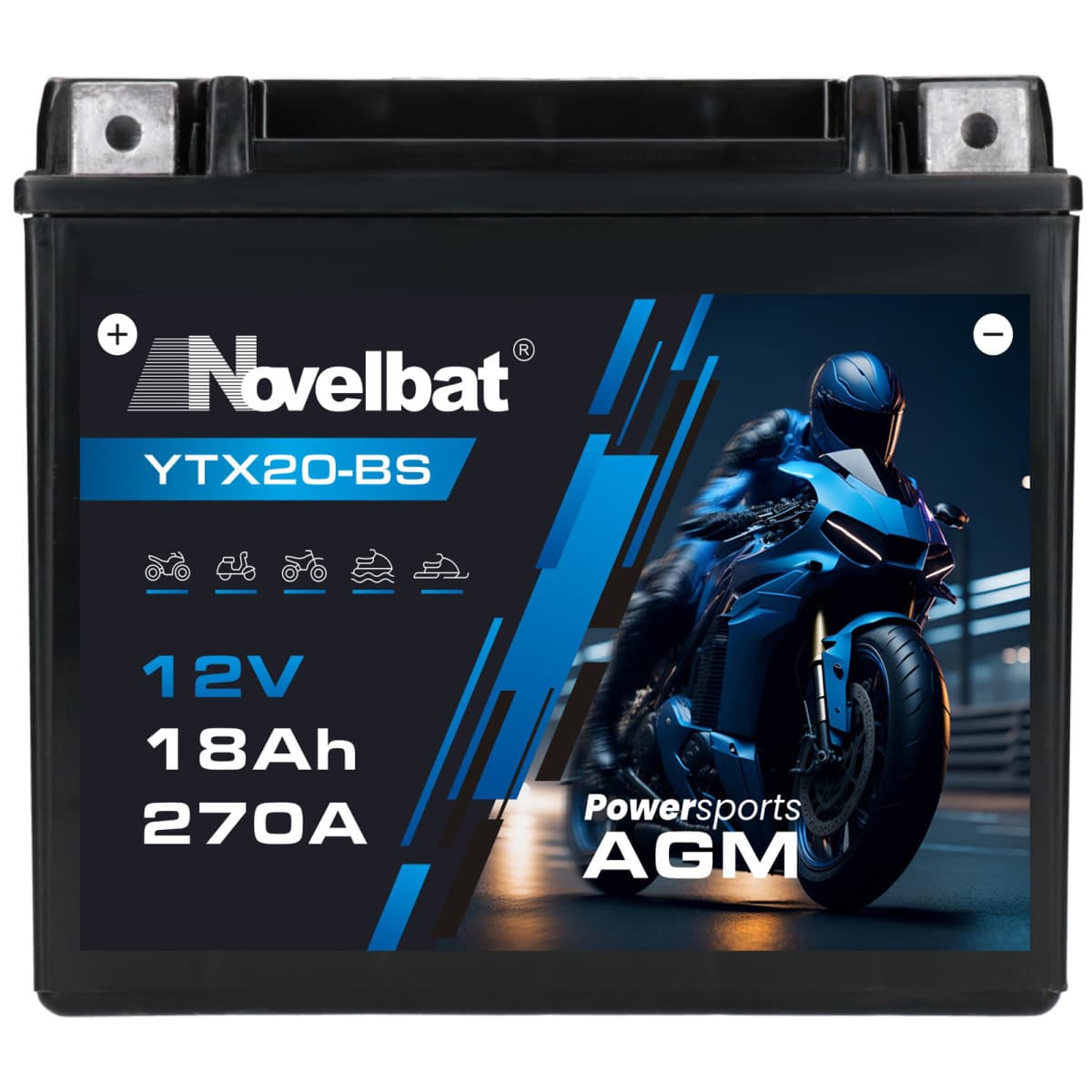 Novelbat AGM YTX20-BS Motorradbatterie 12V 18Ah
