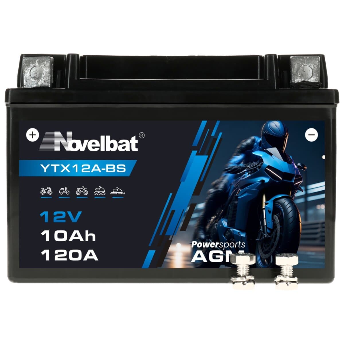 Novelbat AGM YTX12A-BS Motorradbatterie 12V 10Ah