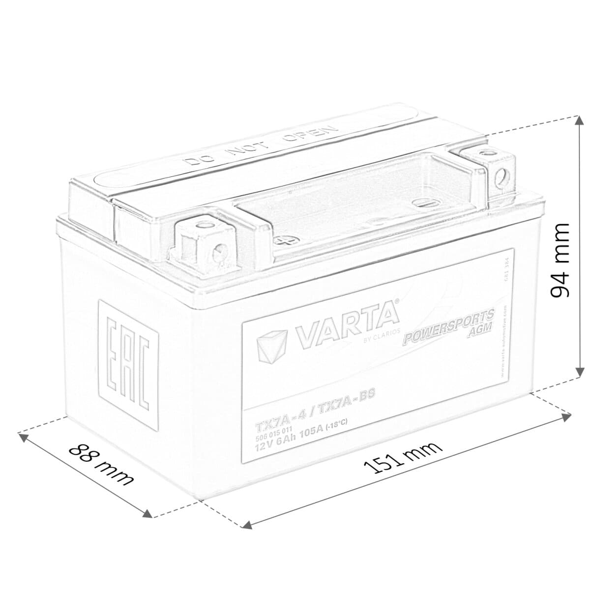 Varta YTX7A-4 | YTX7A-BS Motorradbatterie 12V 6Ah