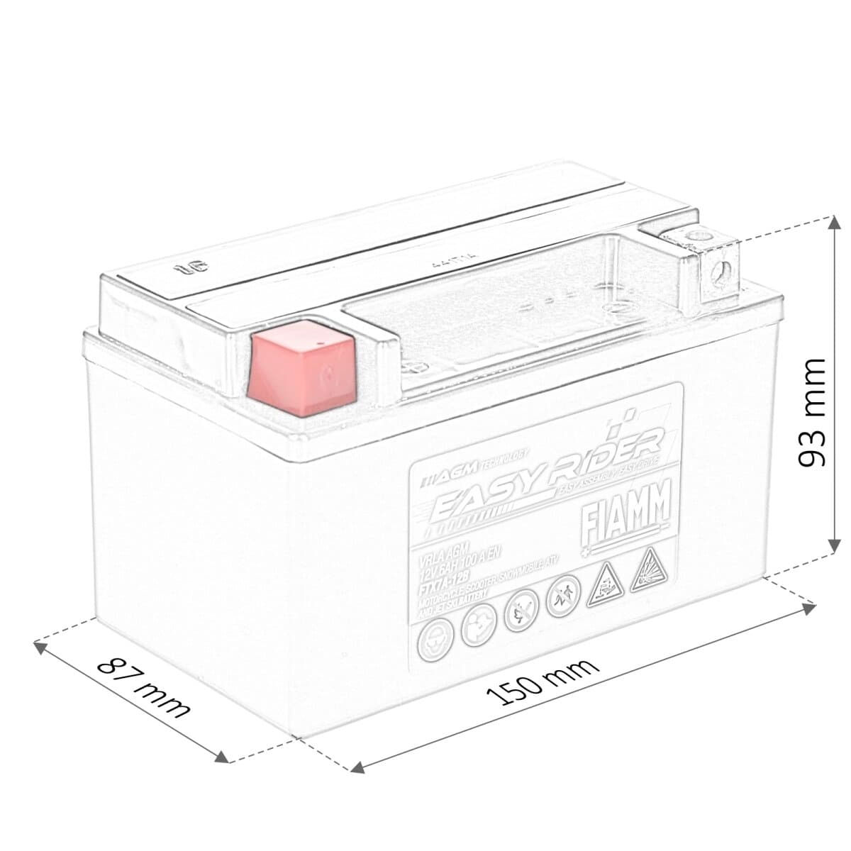 Fiamm FTX7A-12B (YTX7A-BS) Motorradbatterie 12V 6Ah