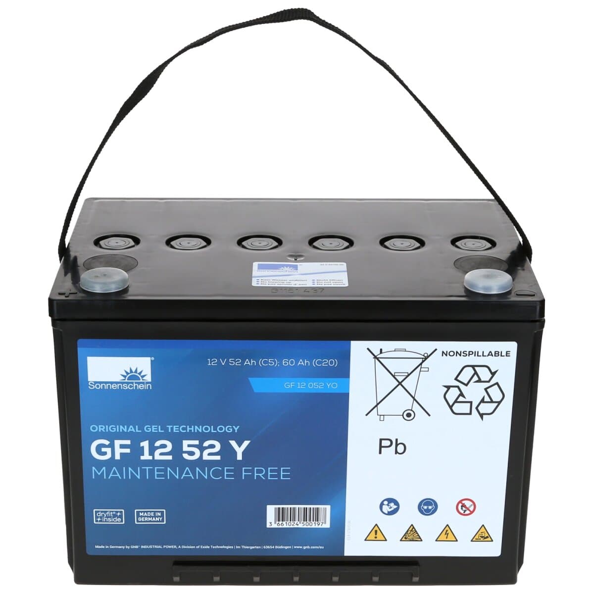Sonnenschein 12V 52 Ah GEL Batterie GF-Y GF12-052YO