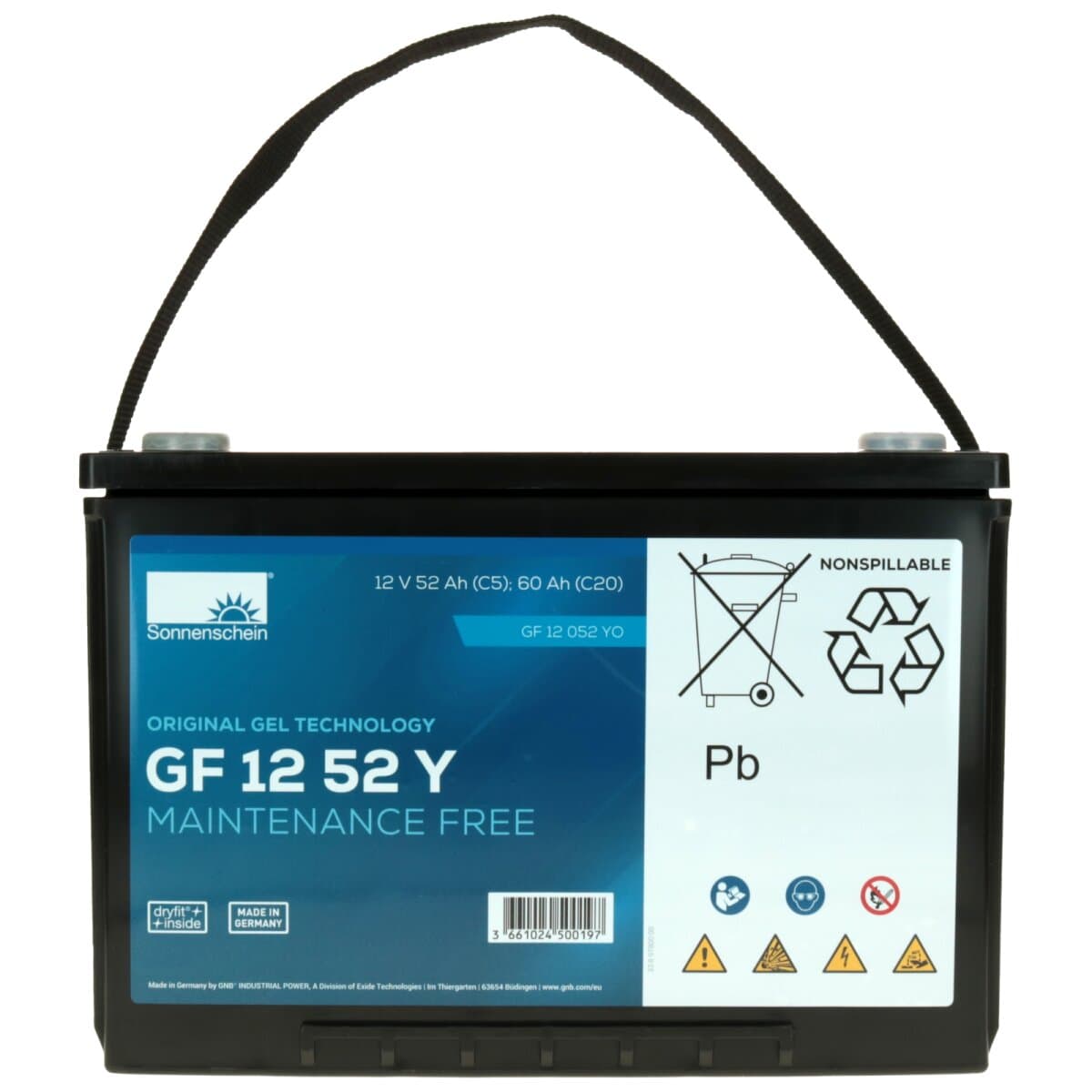 Sonnenschein 12V 52 Ah GEL Batterie GF-Y GF12-052YO