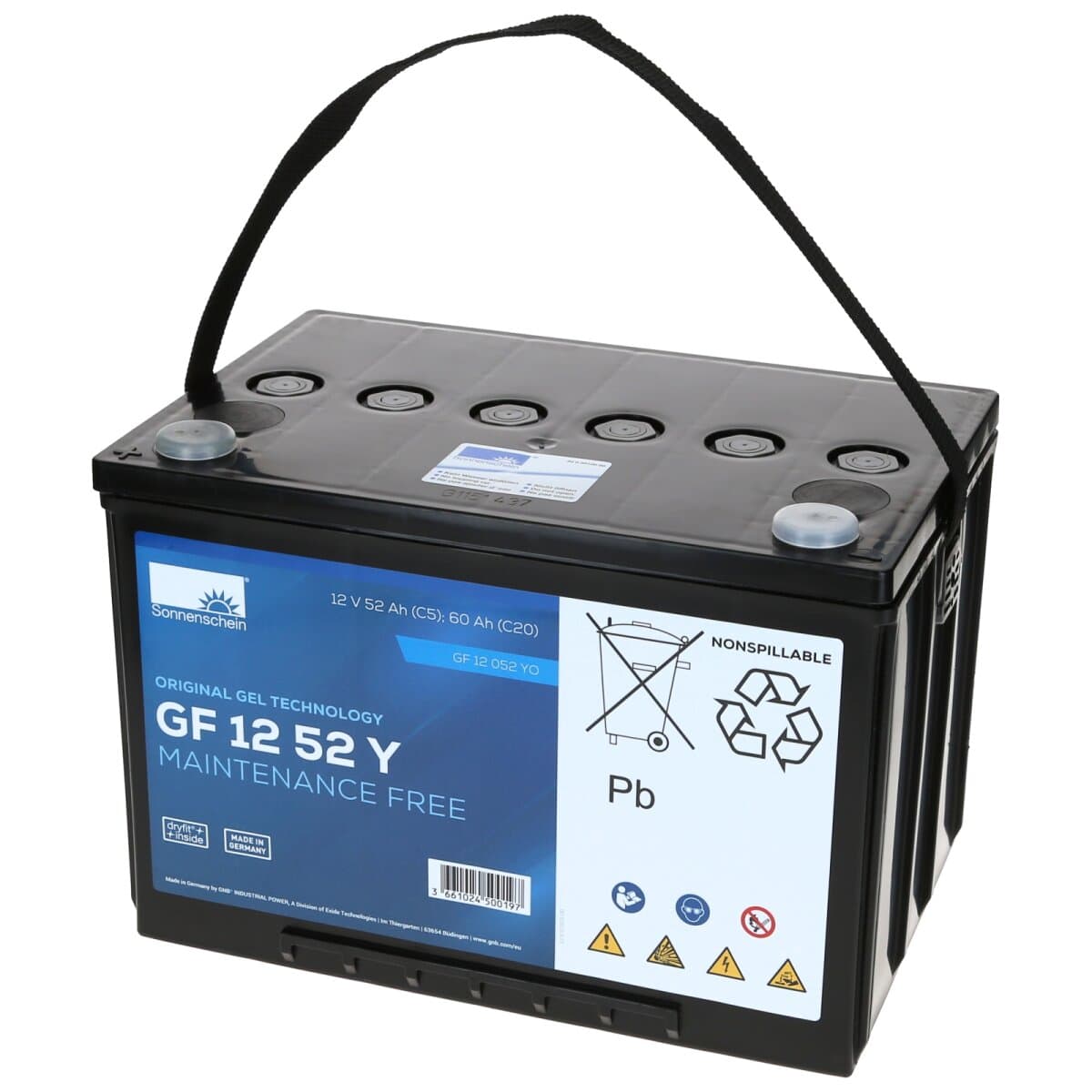 Sonnenschein 12V 52 Ah GEL Batterie GF-Y GF12-052YO