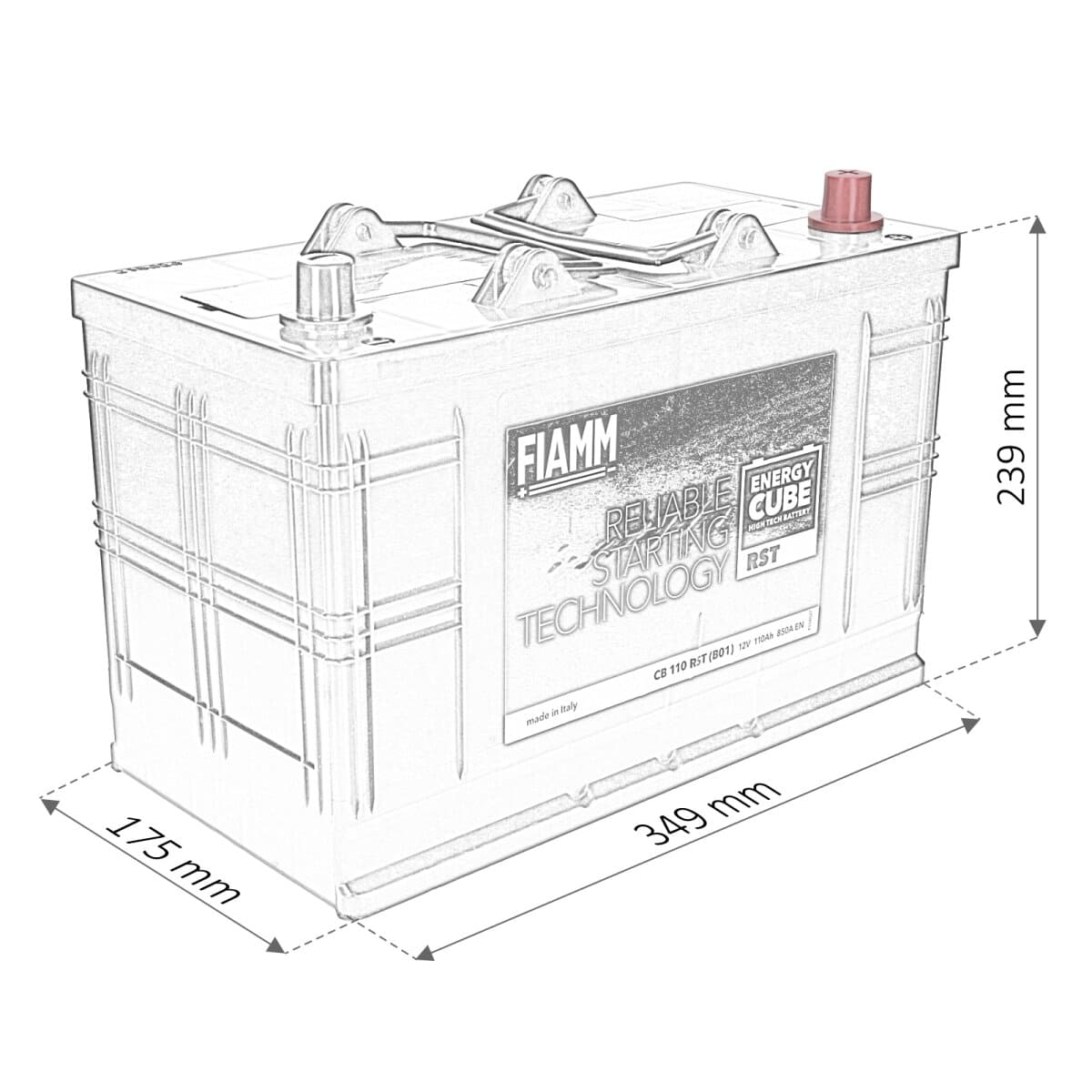 Fiamm 12V 110Ah 850A EnergyCube RST [CB 110 RST (B01)]