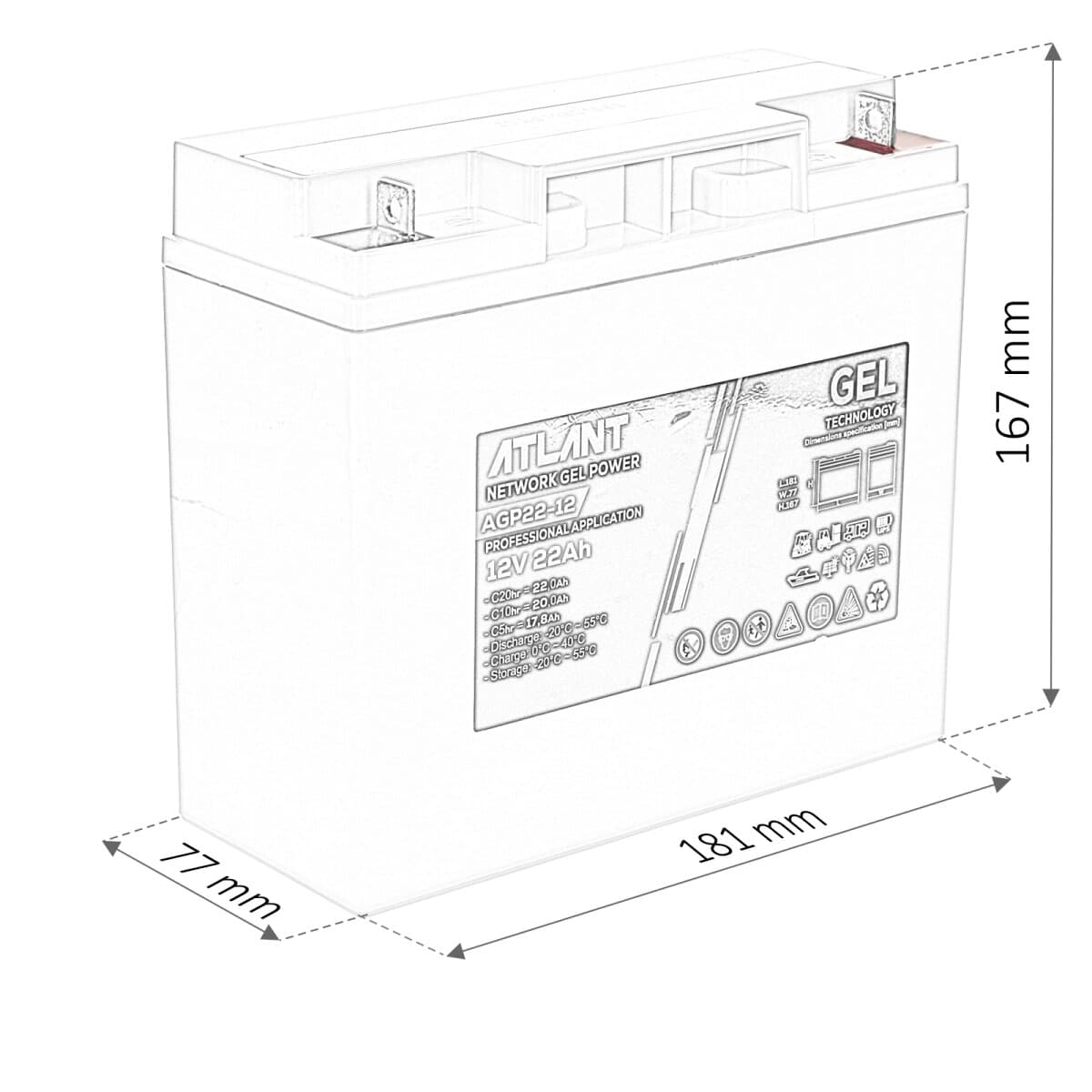 Atlant GEL 12V 22Ah AGP22-12 Batterie