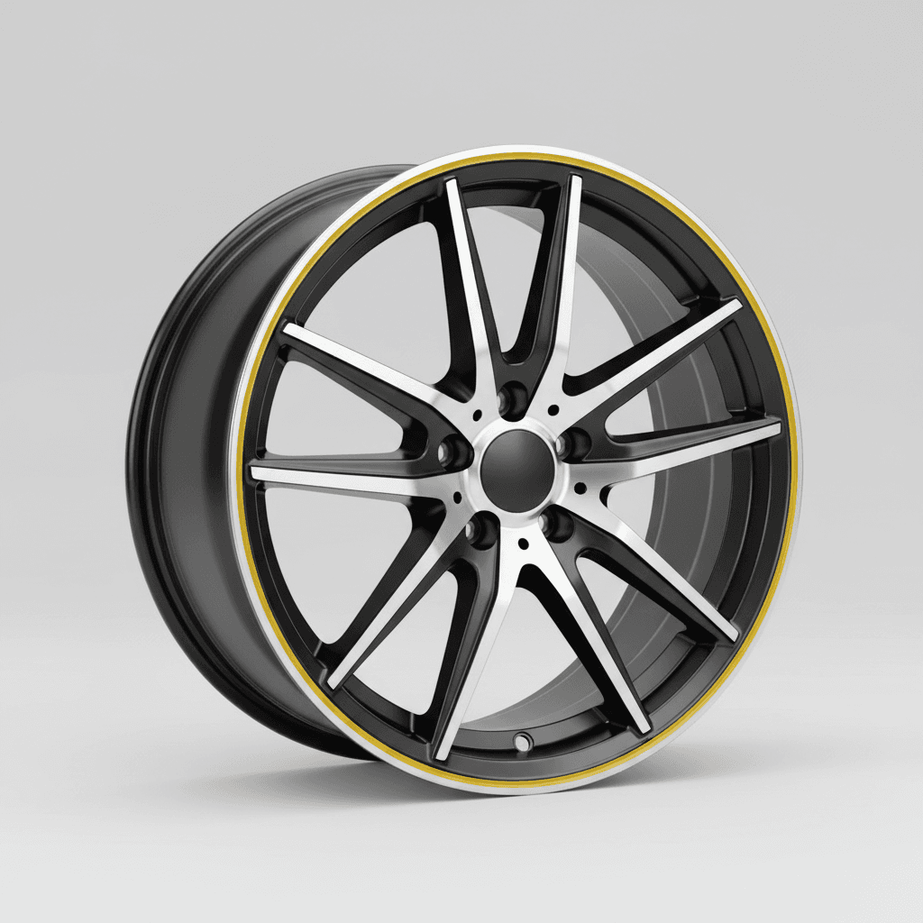 Barracuda Karizzma mattblack-polished / Color Trim gelb 8x18 ET38 - LK5/110 ML72.6