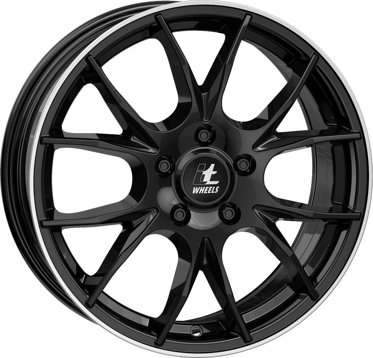 itWheels Kira gloss black polished lip 7x17 ET38 - LK5/100 ML57.1