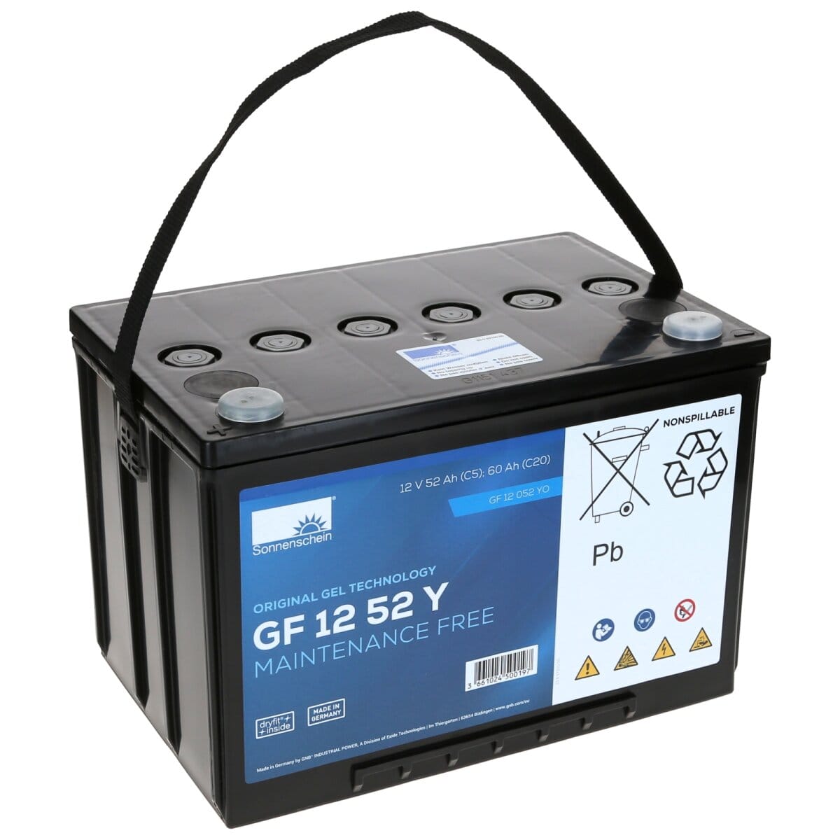 Sonnenschein 12V 52 Ah GEL Batterie GF-Y GF12-052YO