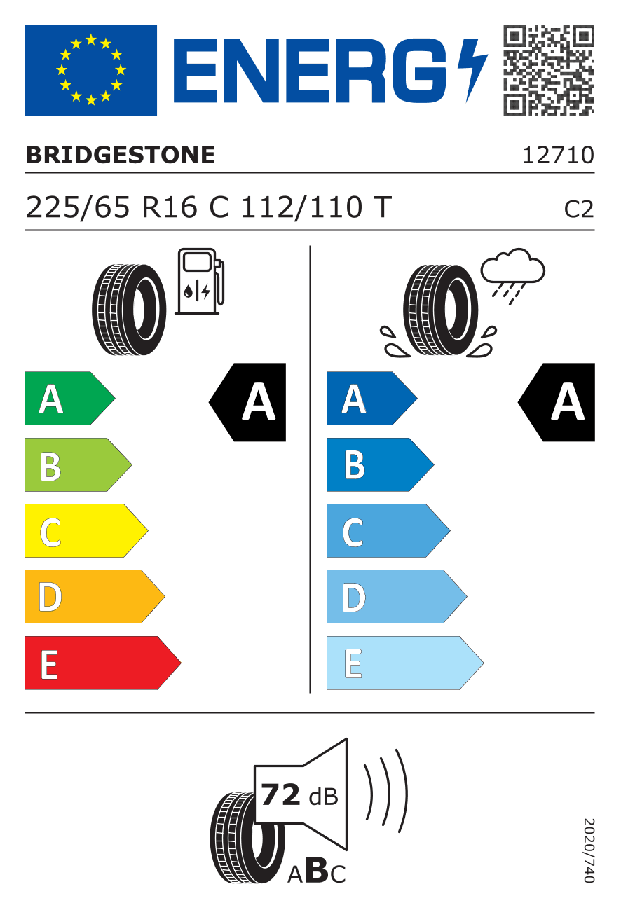 EU-Reifenlabel für 225/65R16 112/110 T Bridgestone Duravis R660 Eco