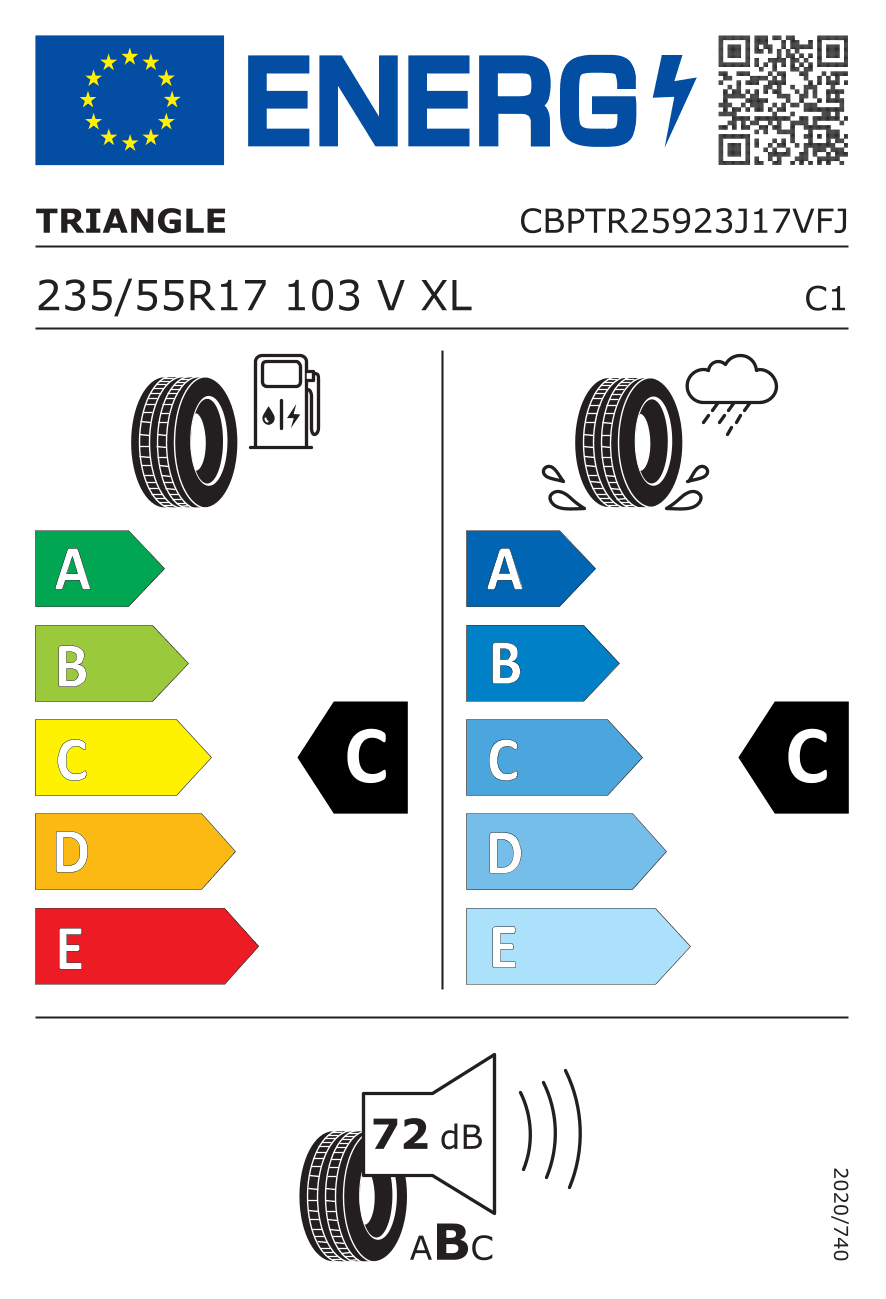 EU-Reifenlabel für 235/55R17 103 V Triangle Advantex SUV TR259 M+S XL
