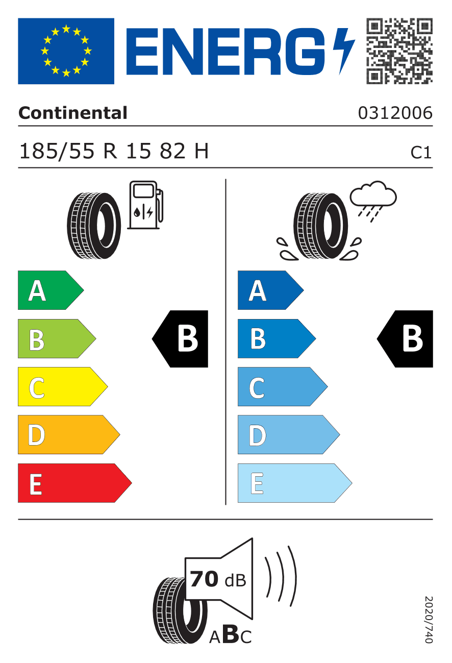 EU-Reifenlabel für 185/55R15 82 H Continental Ecocontact 6 Elect DOT21