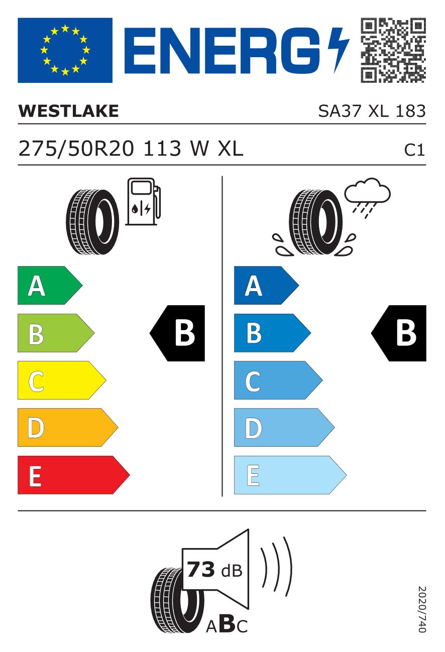 EU-Reifenlabel für 275/50R20 113 W Westlake SA-37