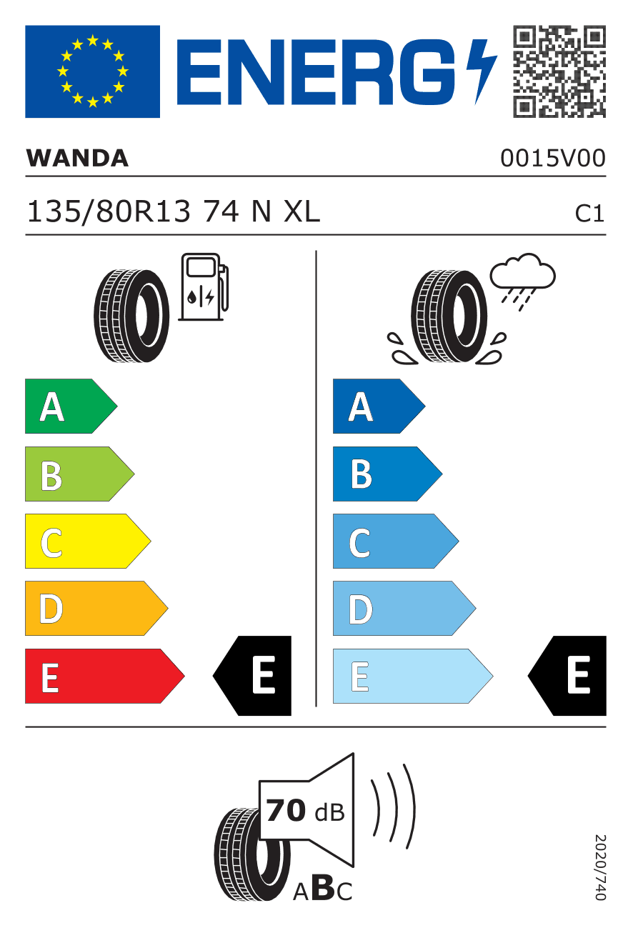 EU-Reifenlabel für 135/80R13 74 N Wanda WR080