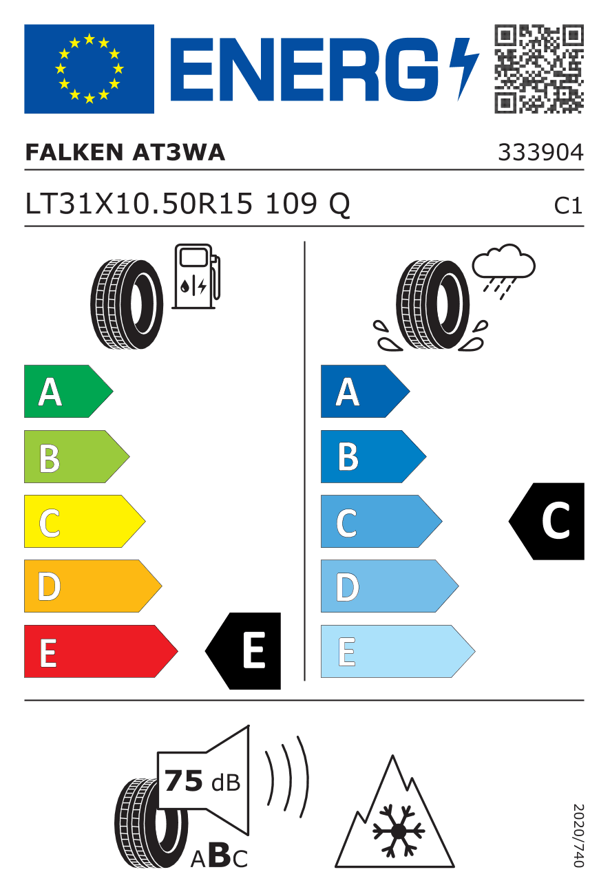EU-Reifenlabel für 31/10.5R15 109 Q Falken Wildpeak A/T AT3WA 3PMSF