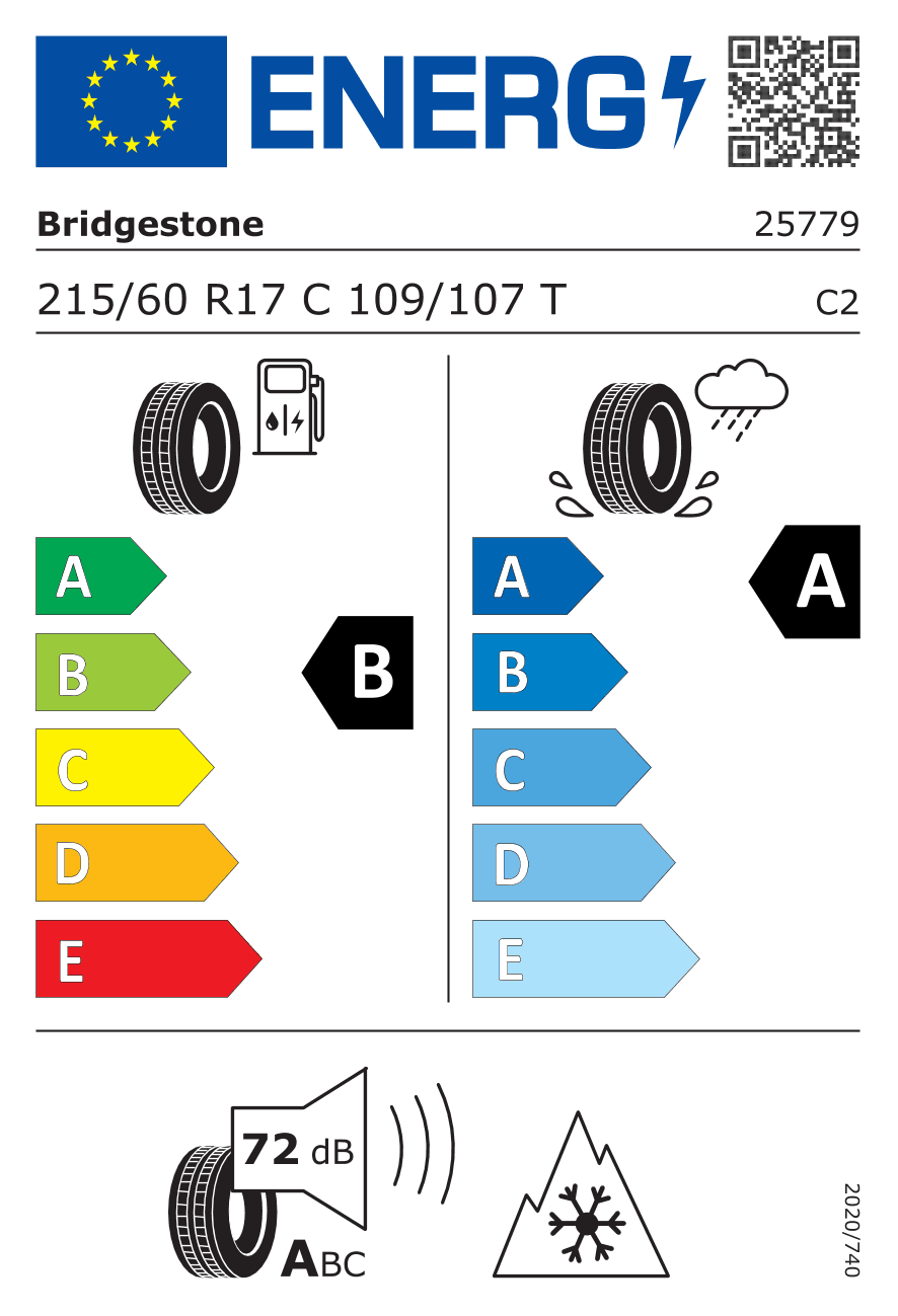 EU-Reifenlabel für 215/60R17 109/107 T Bridgestone Duravis Van Winter 3PMSF