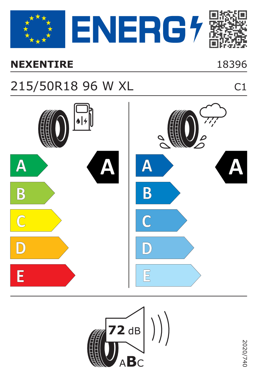 EU-Reifenlabel für 215/50R18 96 W Nexen N Fera Sport SU2 XL