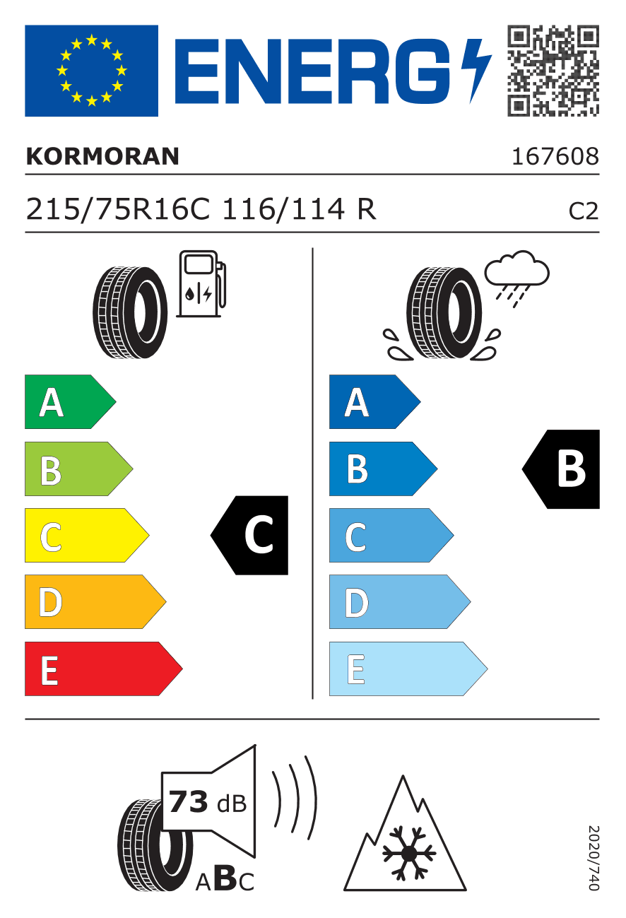 EU-Reifenlabel für 215/75R16 116/114 R Kormoran All Season Light Truck 3PMSF