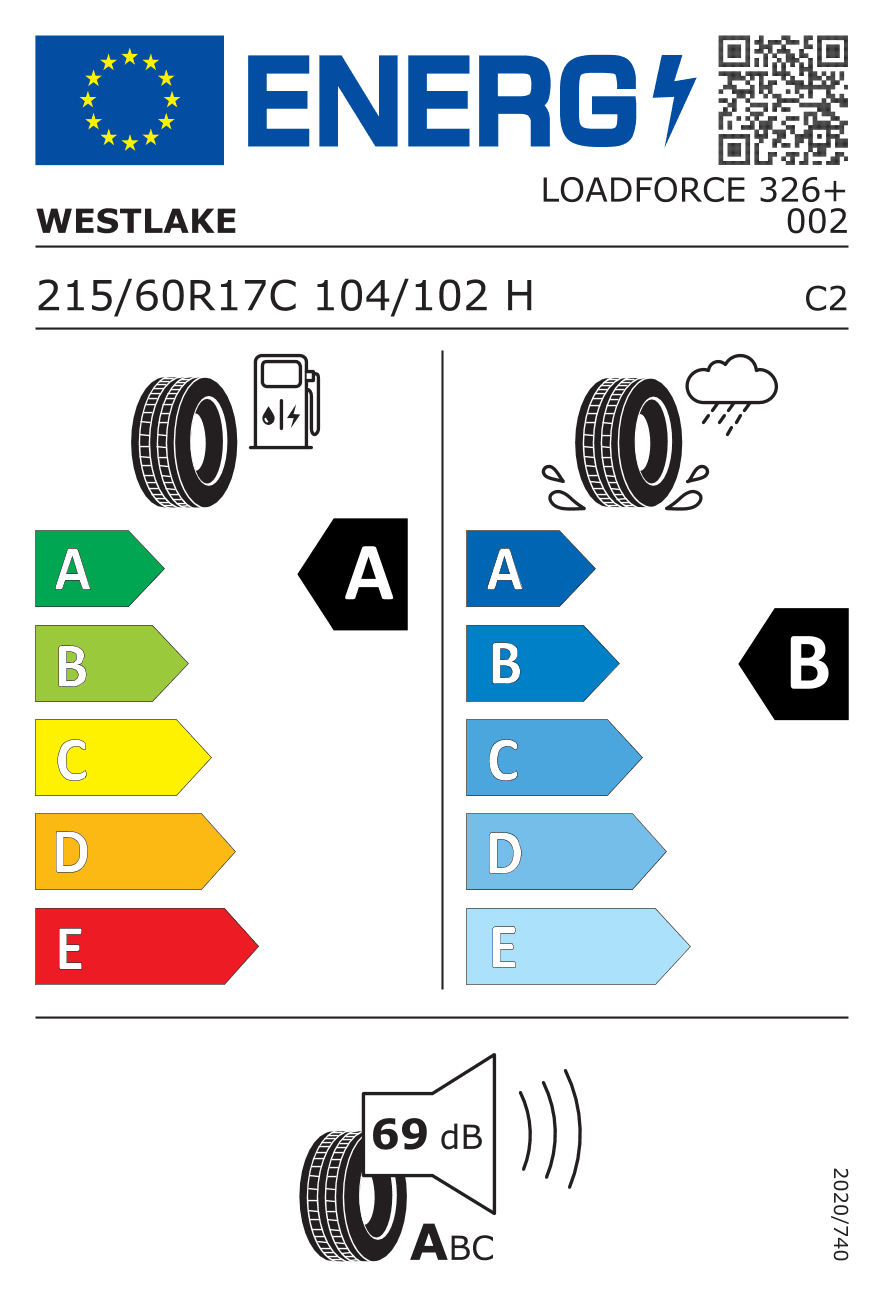 EU-Reifenlabel für 215/60R17 104/102 H Westlake Loadforce 326+ DEMO