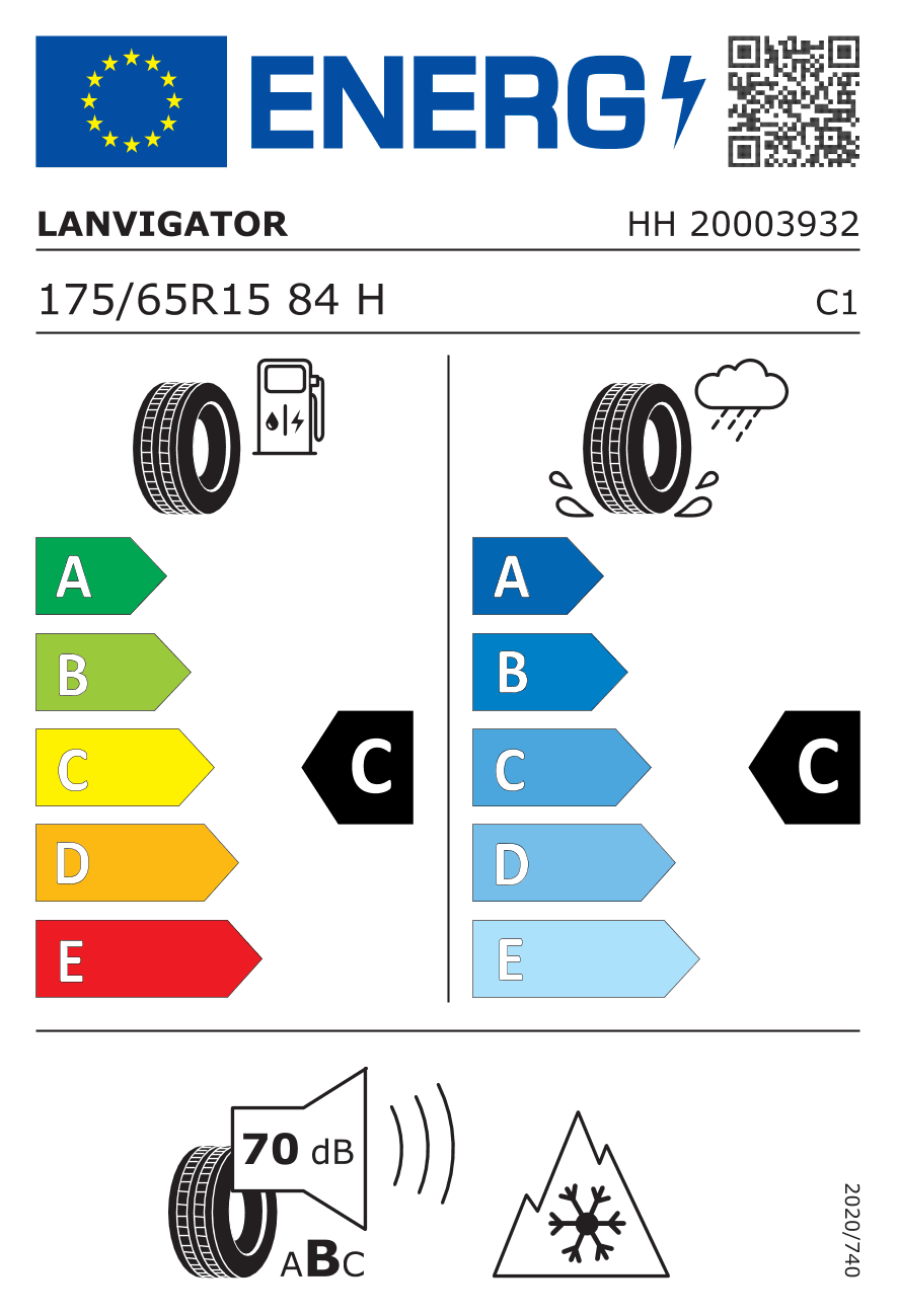 EU-Reifenlabel für 175/65R15 84 H Lanvigator Catchfors A/S 2 XL 3PMSF