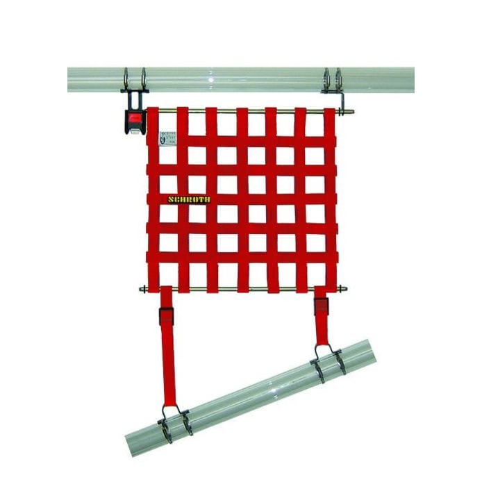 Schroth Fensternetz Größe 2 (L 525 mm x H 467 mm) inkl. Befestigungsmaterial rot links