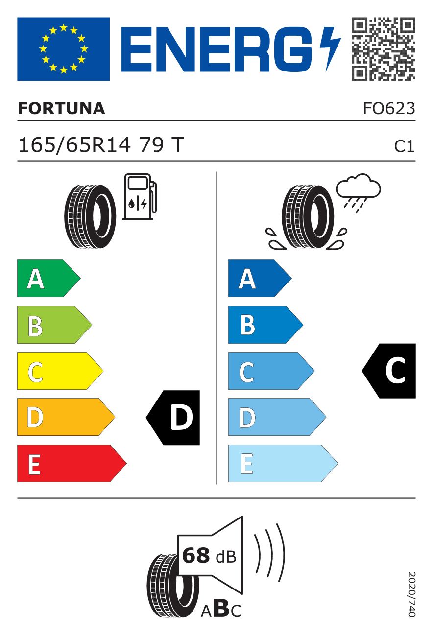 EU-Reifenlabel für 165/65R14 79 T Fortuna Ecoplus HP