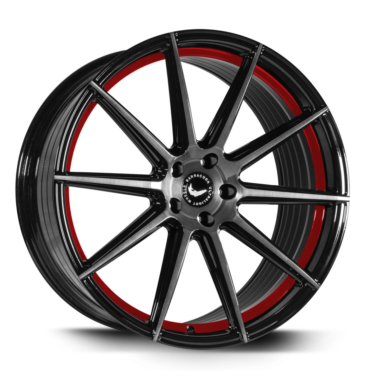 Barracuda Project 2.0 higloss-black brushed surface / Undercut Colour Trim rot 9.5x22 ET30 - LK5/112 ML73.1