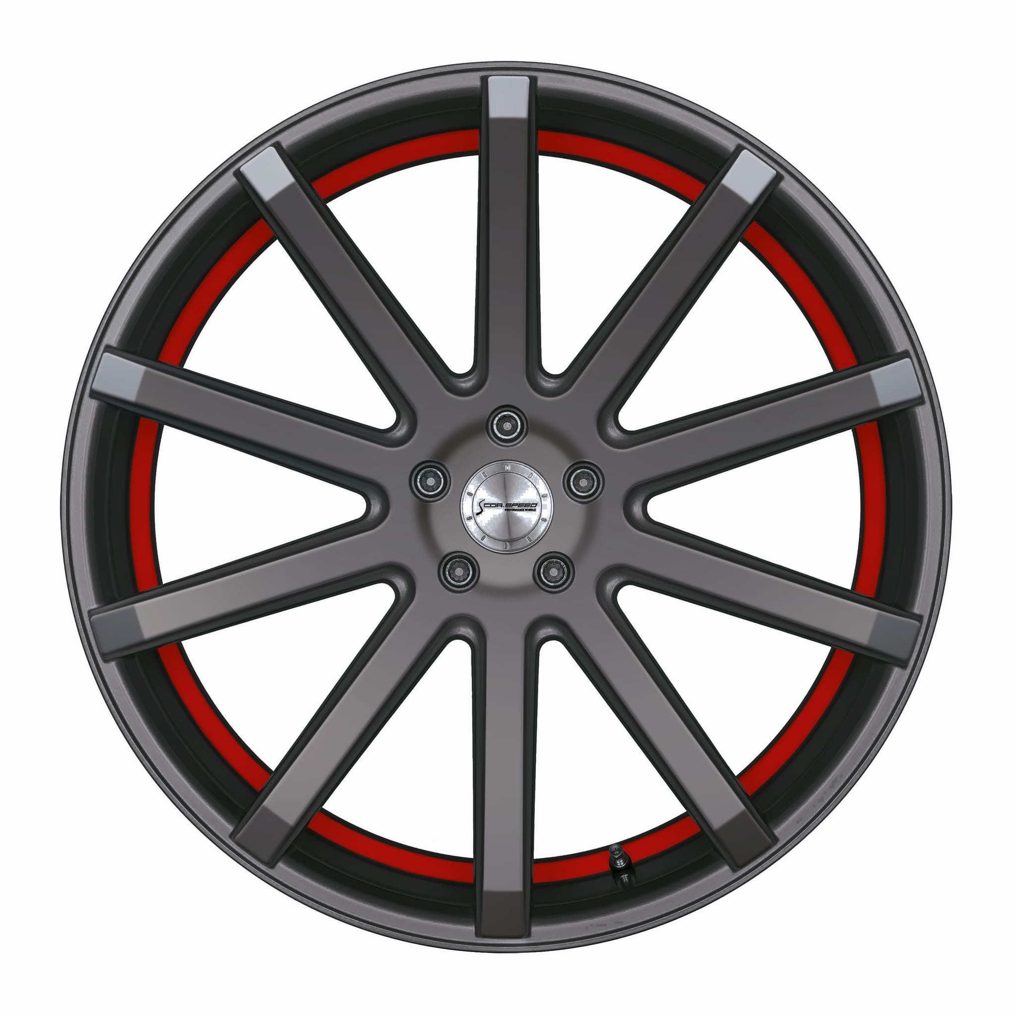 Corspeed Deville gunmetal / Undercut Color Trim rot - DS5 8.5x19 ET40 - LK5/112 ML73.1