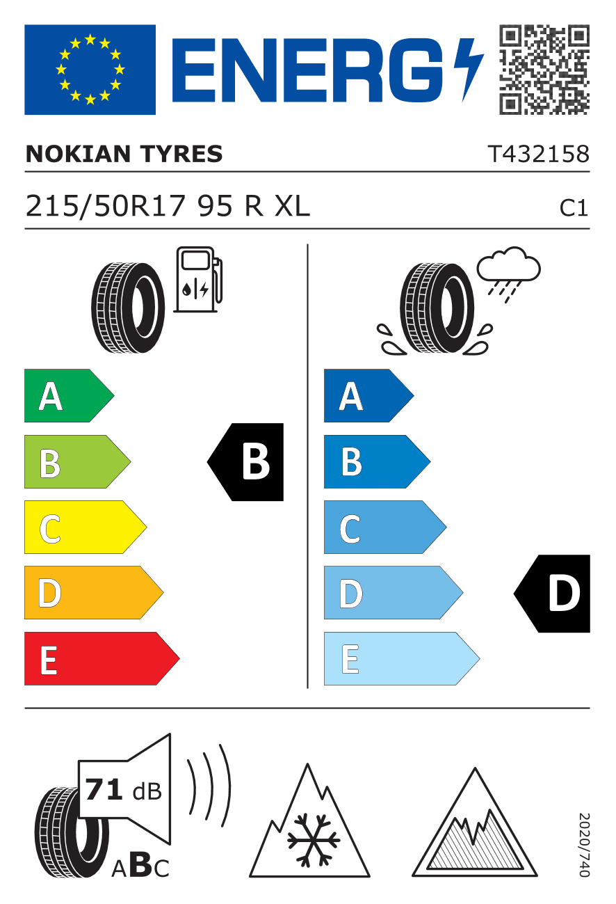 EU-Reifenlabel für 215/50R17 95 R Nokian Hakkapeliitta R5 XL 3PMSF